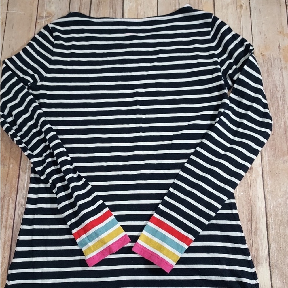 Striped Long Sleeve Top with Colorful Cuffs